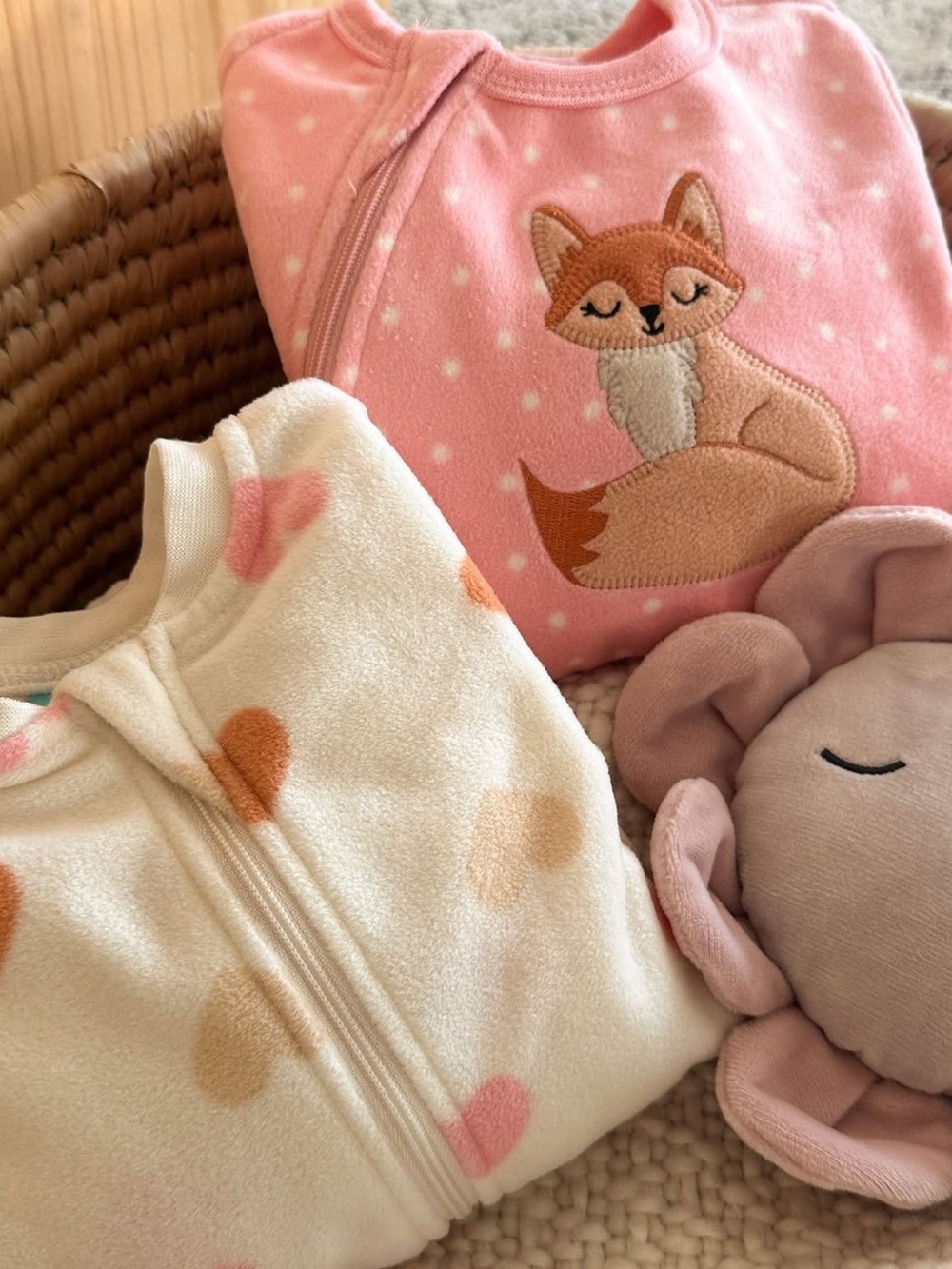 PEKKLE - Fleece Baby Pajamas - Onesies - Cozy Zipper Sleepwear ❤️ 🦊 - 2 Pack